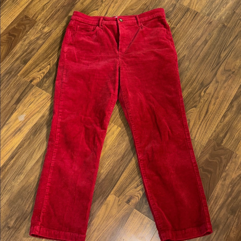 LOFT Rich Red Corduroy Trousers